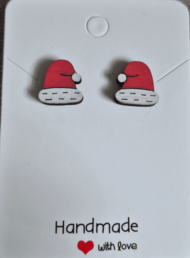 Santa Hats Wooden Stud Earrings 