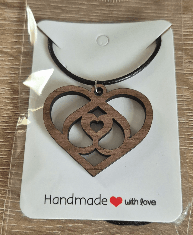 Celtic Kissing Heart Wooden Necklace 