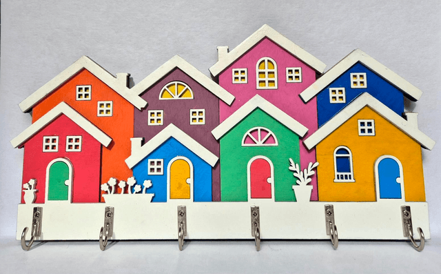 Row of Houses Keyholder (multi coloured)