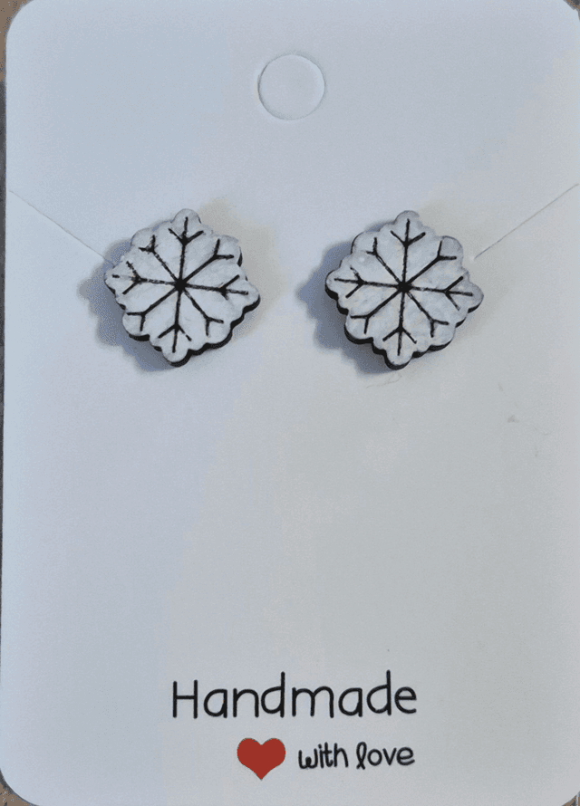 Snowflakes Wooden Stud Earrings   