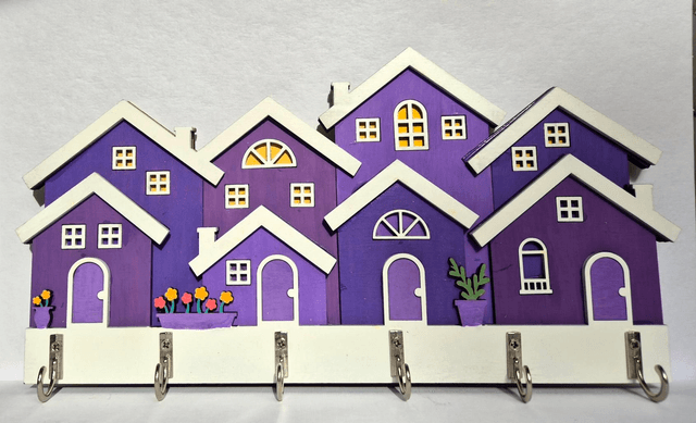 Row of Houses Keyholder (purple)