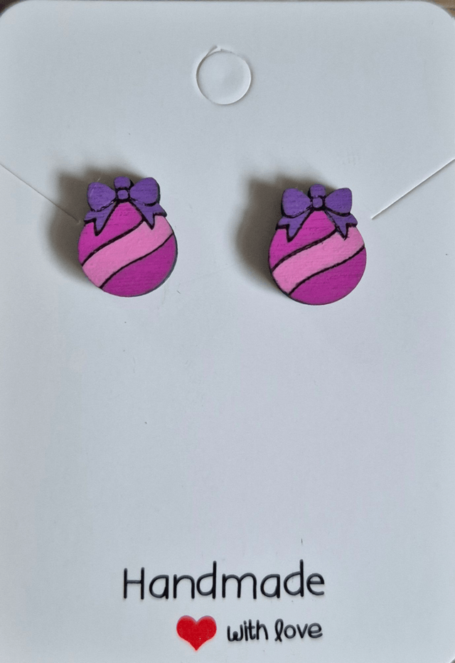Bauble Wooden Stud Earrings