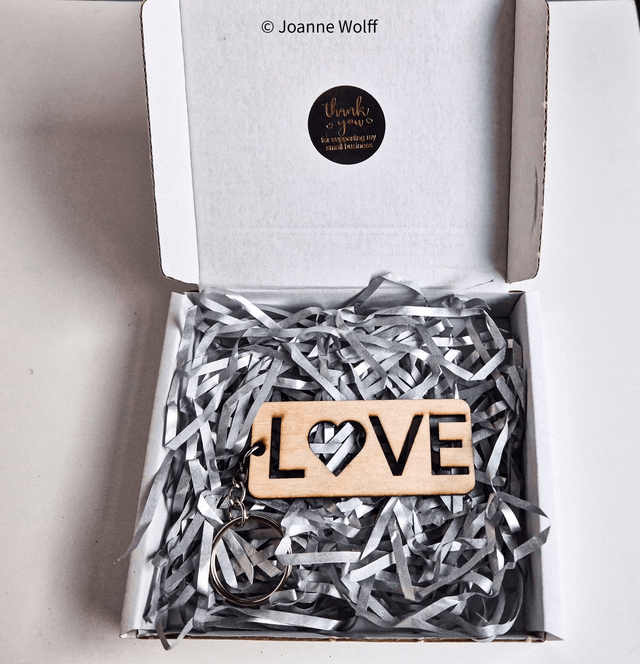 Rectangle Wooden Love Keyring