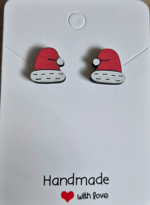 Santa Hats Wooden Stud Earrings