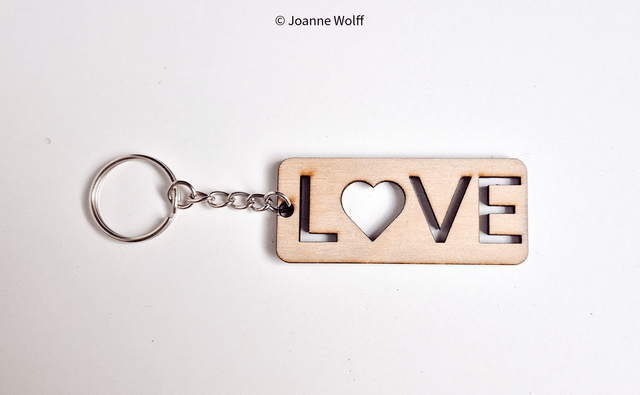 Rectangle Wooden Love Keyring