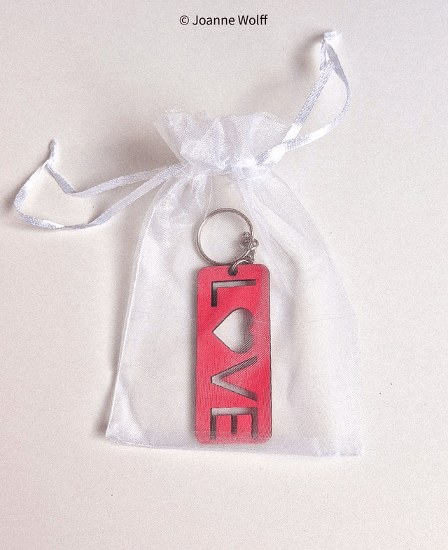 Rectangle Wooden Love Keyring