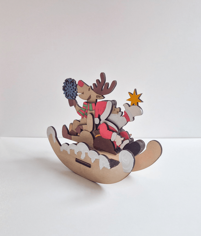 Santa and Rudolf on Rocking Sleigh