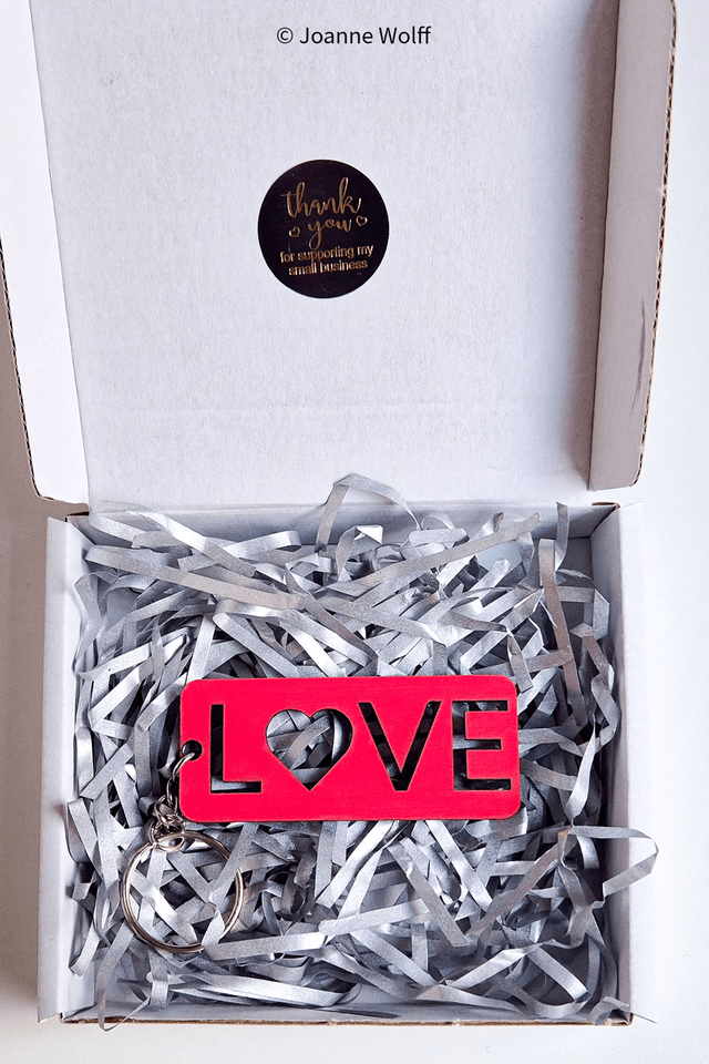 Rectangle Wooden Love Keyring