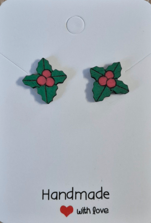 Holly Wooden Stud Earrings